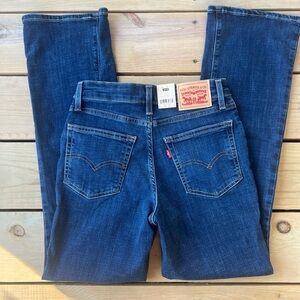 Levi's Womens High Rise Bootcut Dark Blue Denim Jeans Size 26x30 NWT